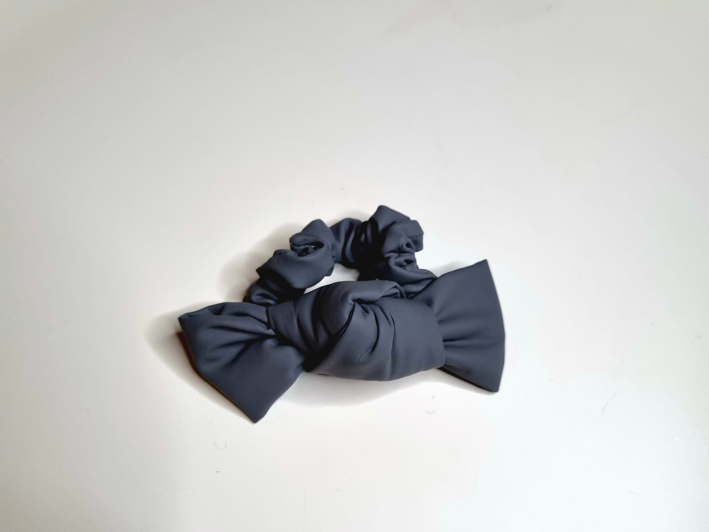 Faux Leather Bow Hair Scrunchie