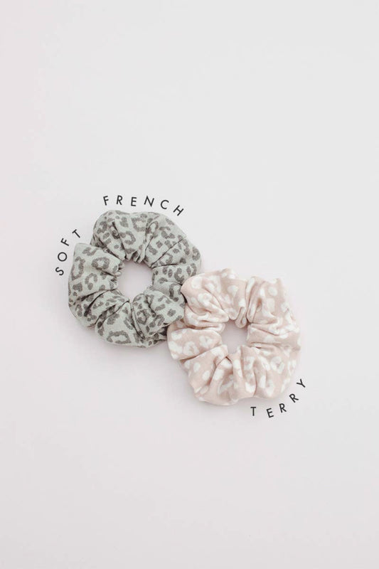 French Terry Leopard Scrunchie